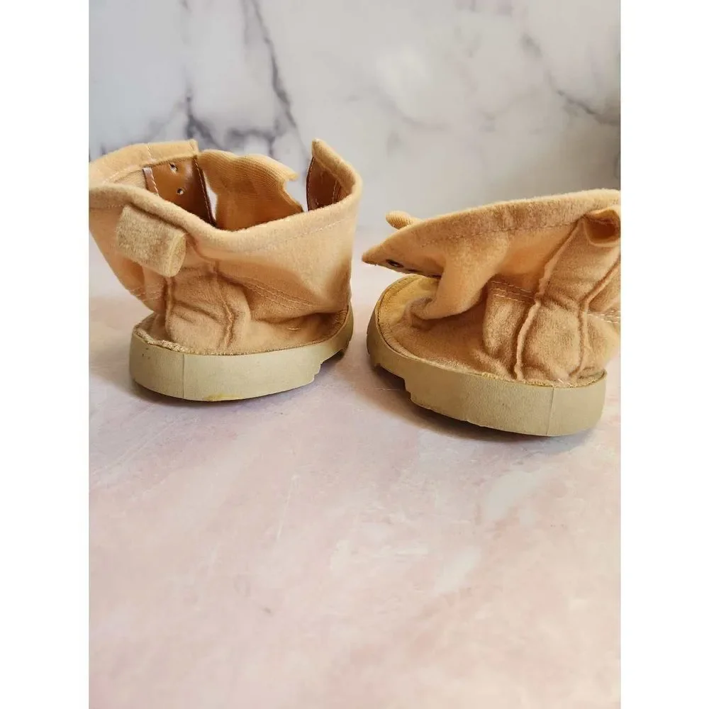 Furskins teddy bear boots vintage camel brown hiking high tops booties accessori